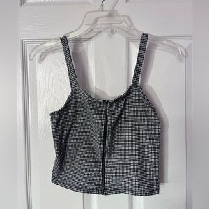 American Eagle Black and White Crop Top with Zipper